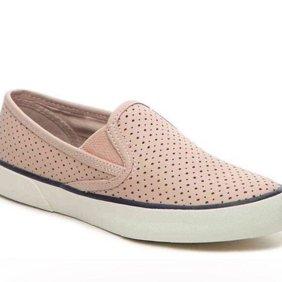 Sperry Topsider Pier Side Perforated Leather Slip On Deck Leather Ballerina Pink - Picture 1 of 10